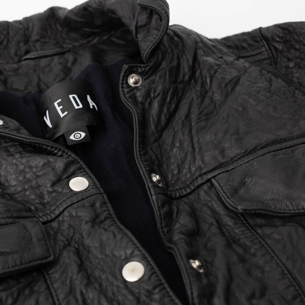 VEDA Black Leather Jean Jacket - Picture 10 of 10